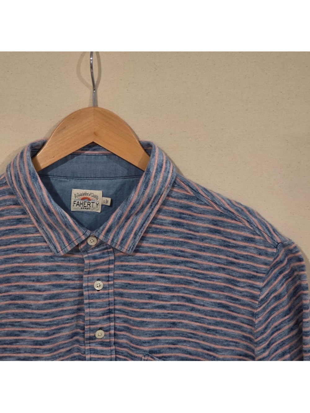 Faherty Indigo Flannel Polo L